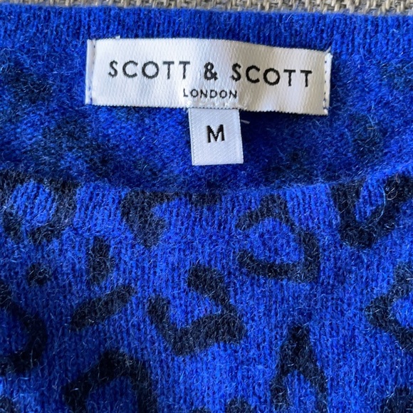 SCOTT & SCOTT LONDON LEOPARD CASHMERE SWEATER - Picture 7 of 8
